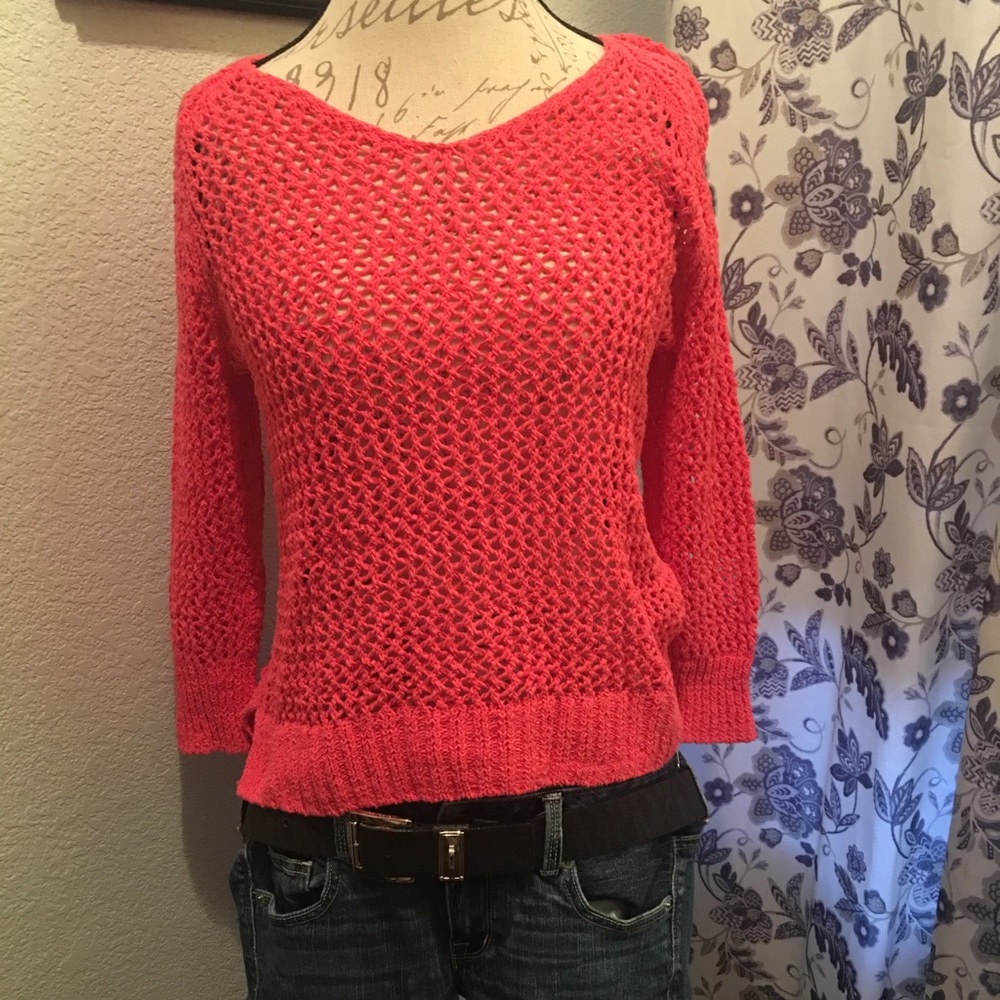 Coral crochet sweater
